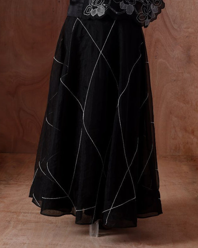 Downfall Veil Jacket, Pearl Geometric Stream Skirt