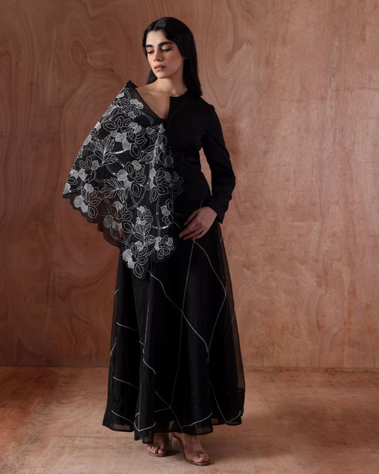 Downfall Veil Jacket, Pearl Geometric Stream Skirt