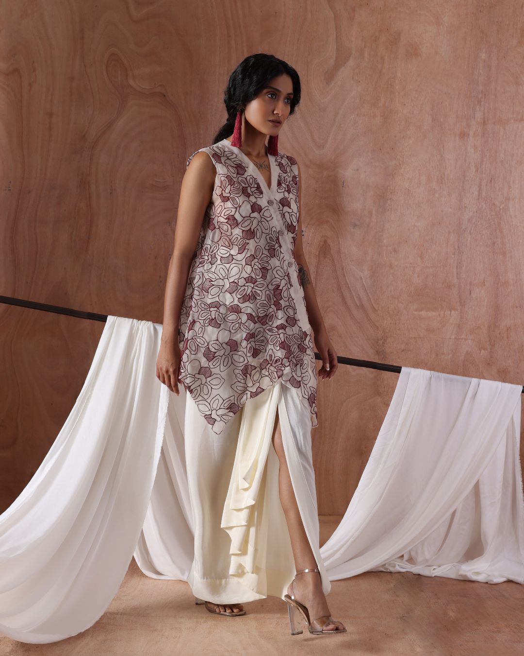 Bloom Veil Set-(Bloom veil Top, Drift Pleat Skirt)