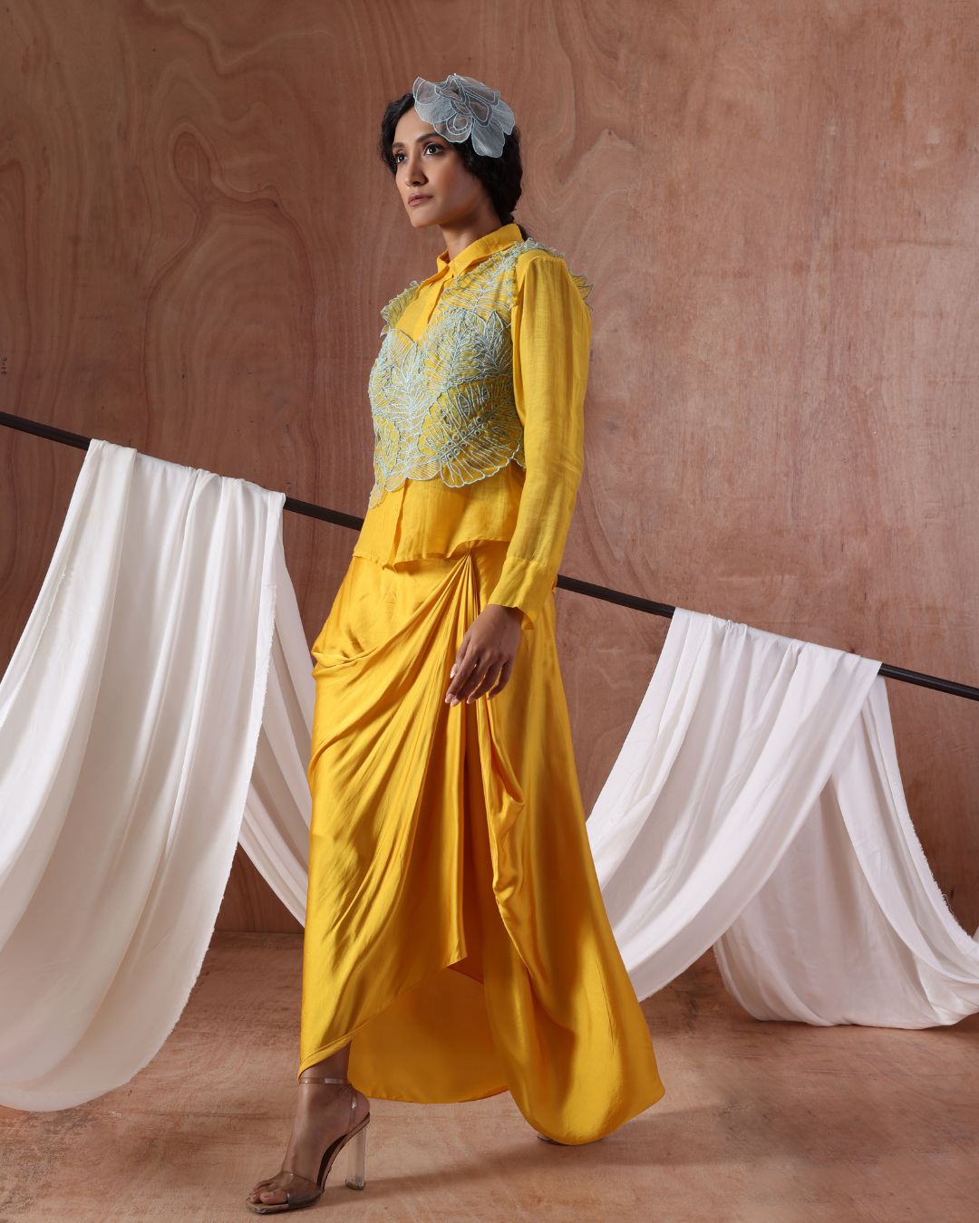 Petal Blouse Structured Cascade Set- (Petal Blouse, Structured Streamline Shirt , Cascade Curl Skirt)