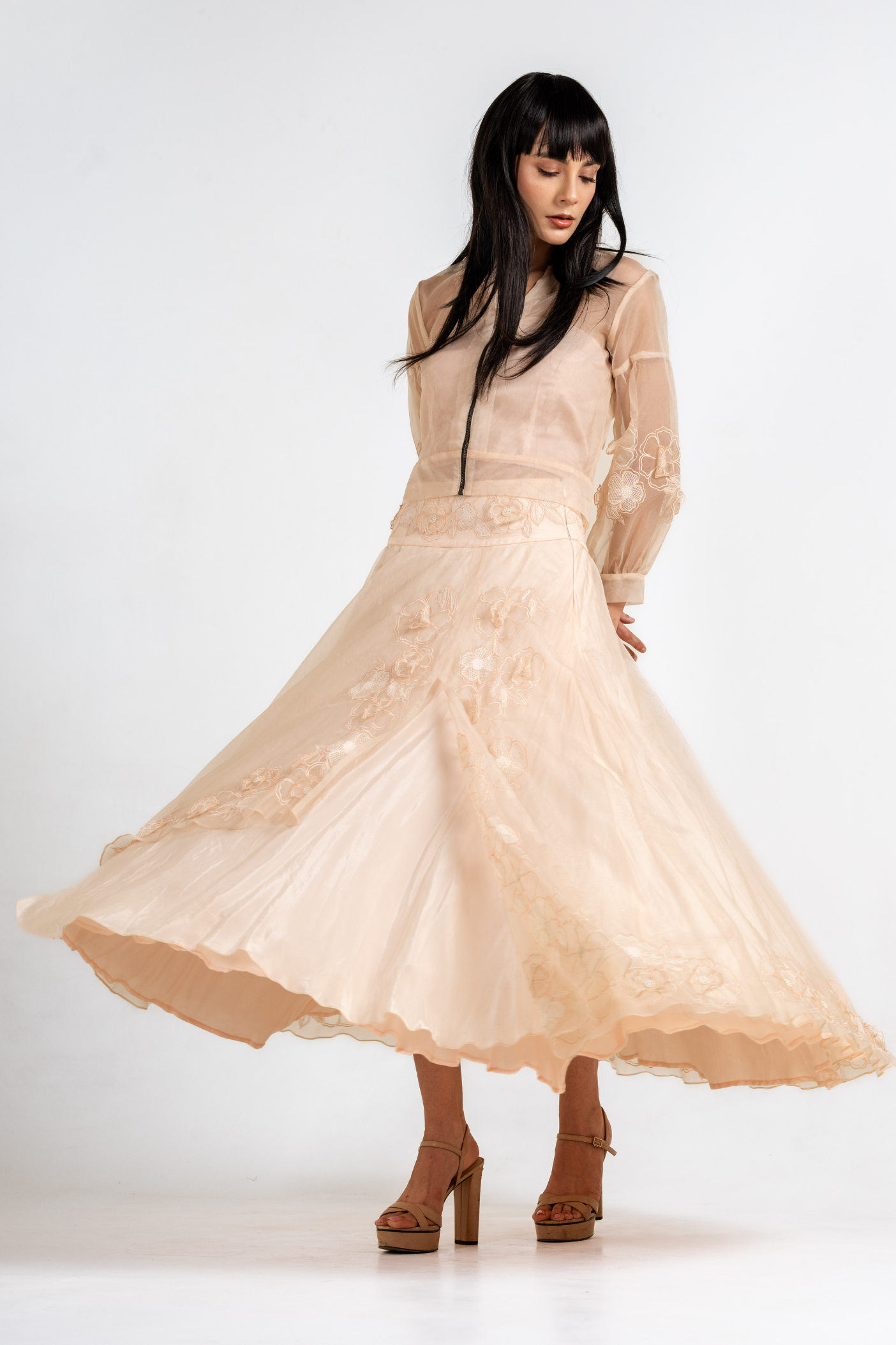 Organza Bloom Bomber & Skirt Set