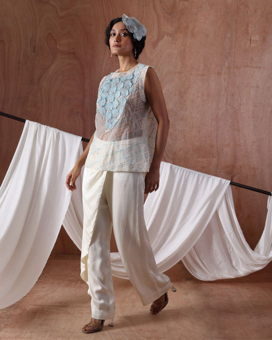 Bloom Geometric Blouse with Lustra Flare Drape Pants