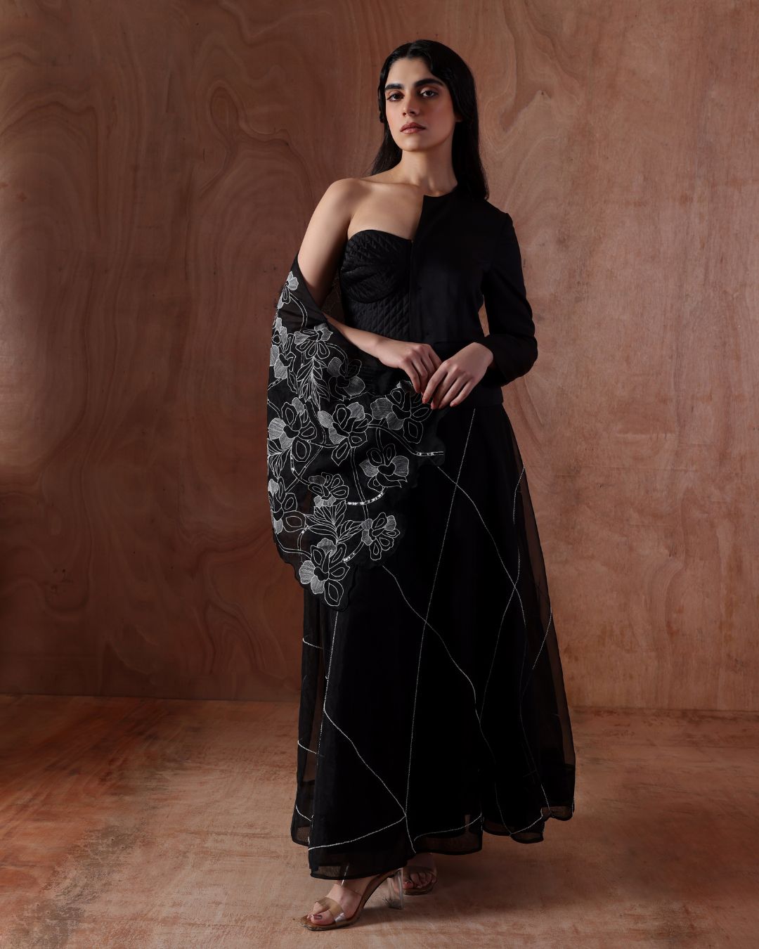 Downfall Veil Jacket, Pearl Geometric Stream Skirt