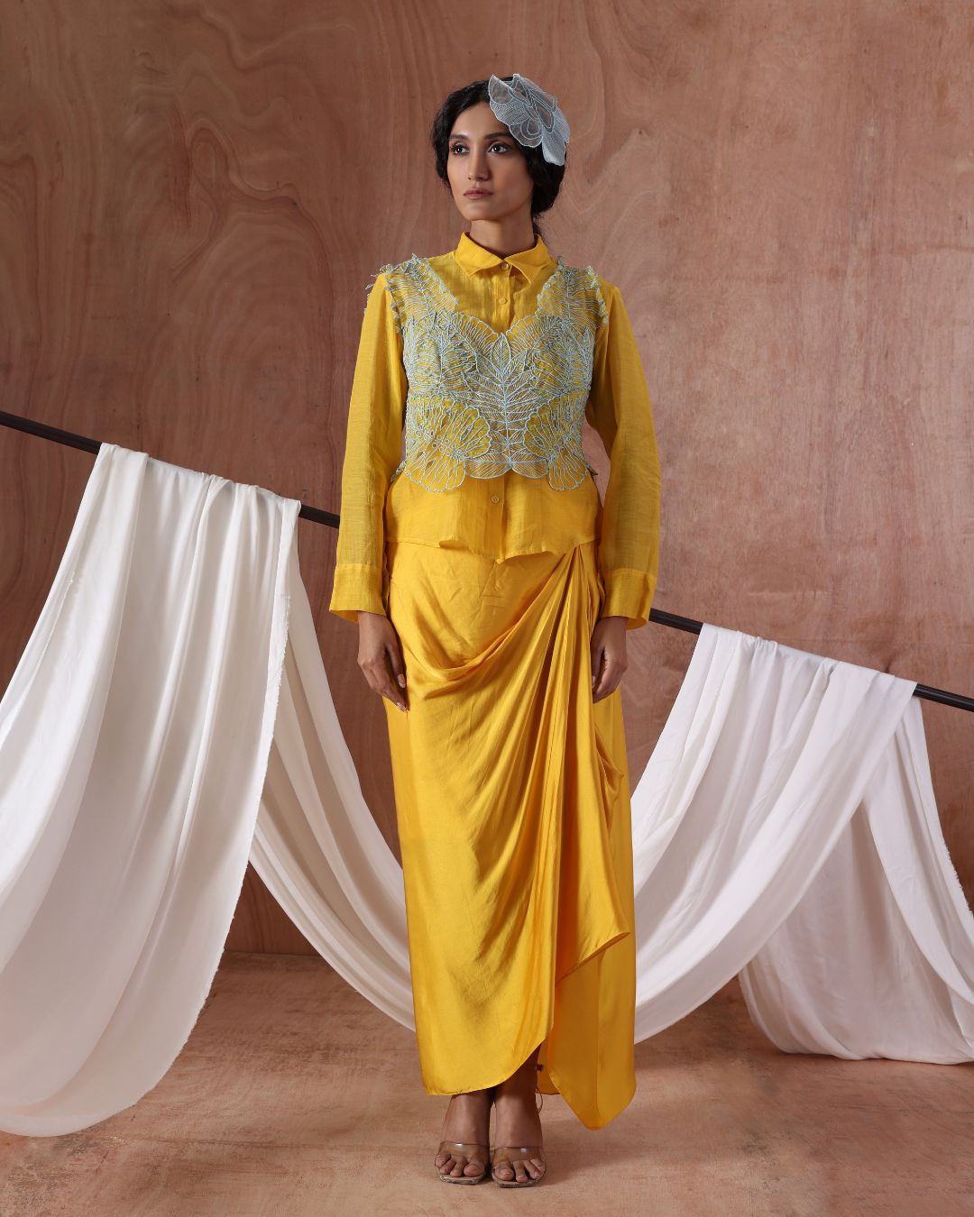 Petal Blouse Structured Cascade Set- (Petal Blouse, Structured Streamline Shirt , Cascade Curl Skirt)