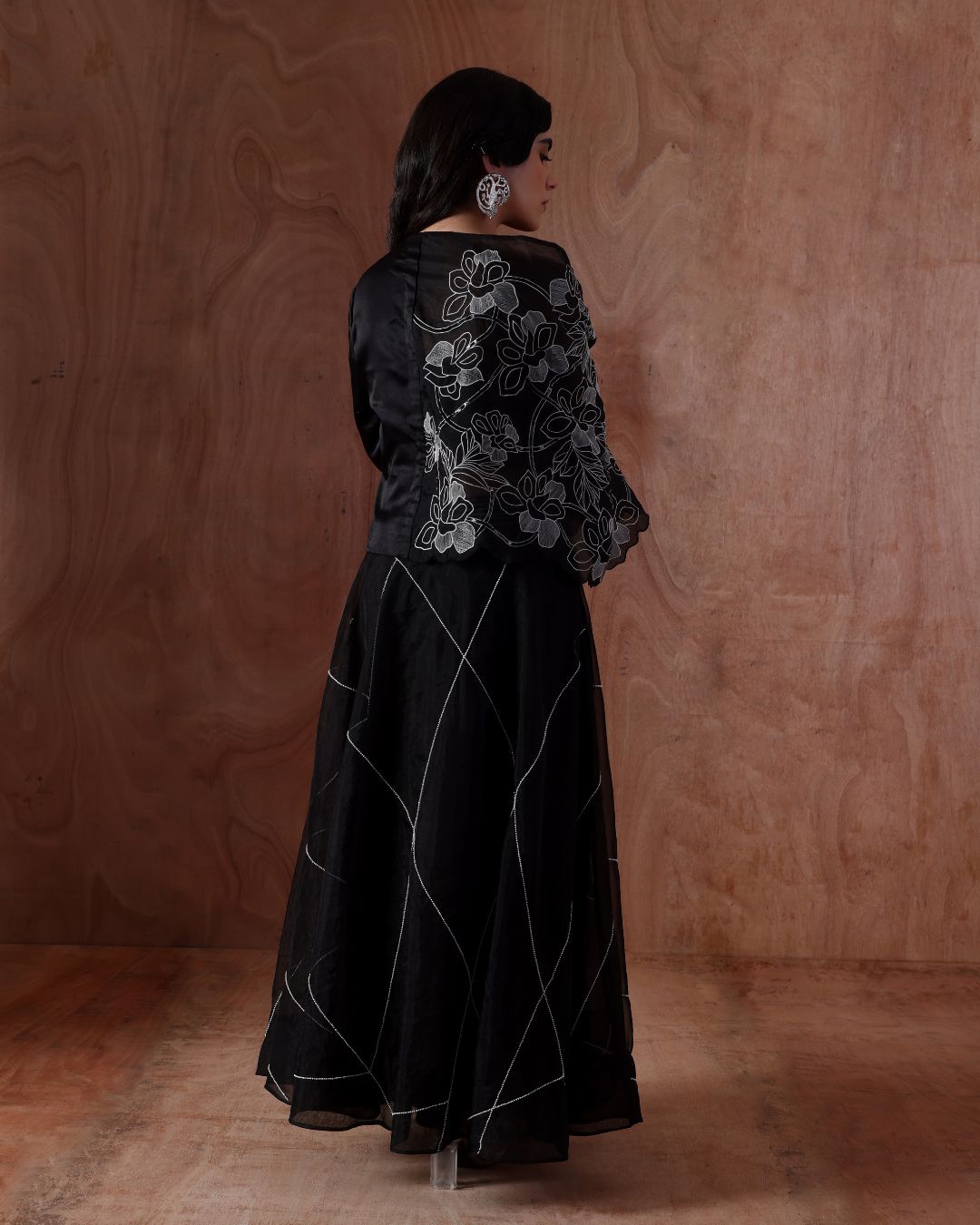 Downfall Veil Jacket, Pearl Geometric Stream Skirt