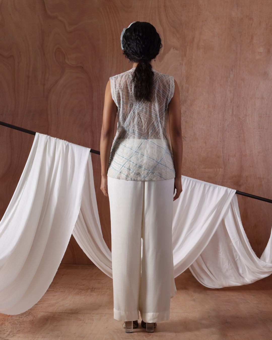 Bloom Geometric Blouse with Lustra Flare Drape Pants