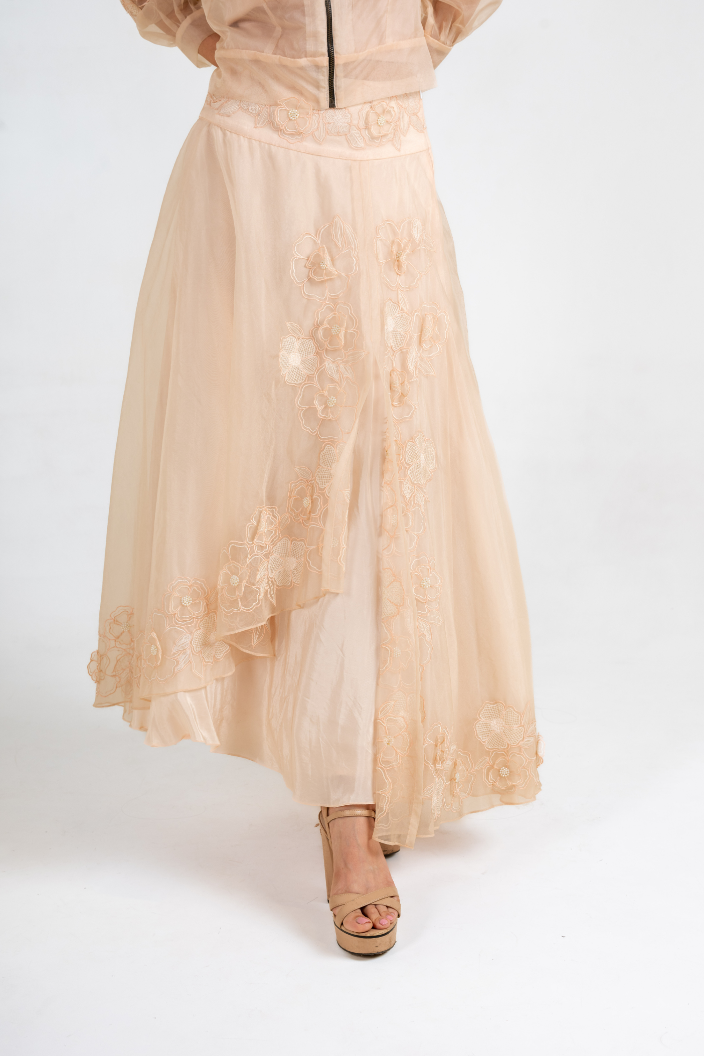 Organza Bloom Bomber & Skirt Set