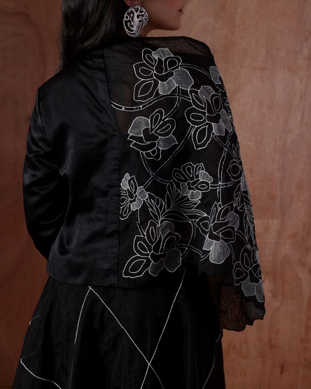 Downfall Veil Jacket, Pearl Geometric Stream Skirt