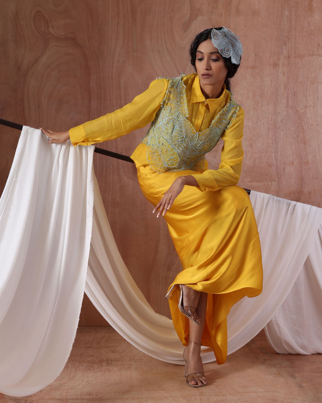 Petal Blouse Structured Cascade Set- (Petal Blouse, Structured Streamline Shirt , Cascade Curl Skirt)