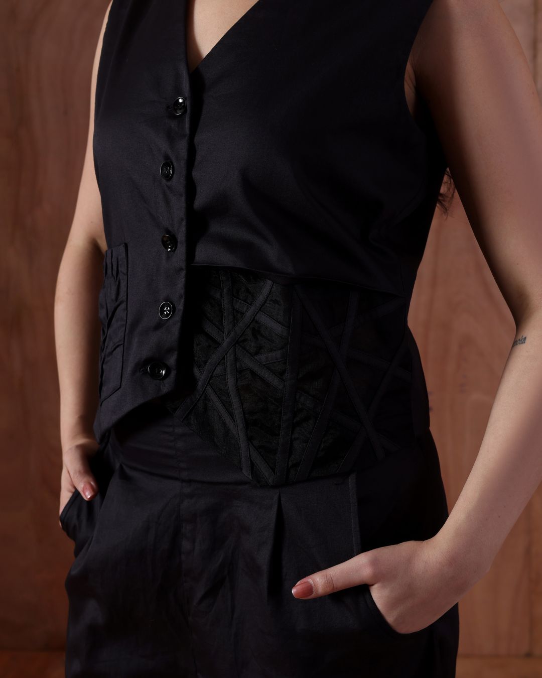 Geometric Structured Waistcoat Set