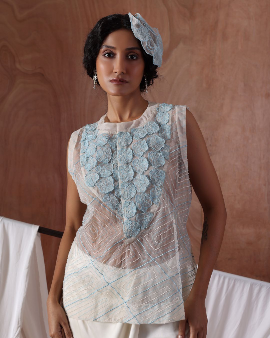 Bloom Geometric Blouse with Lustra Flare Drape Pants