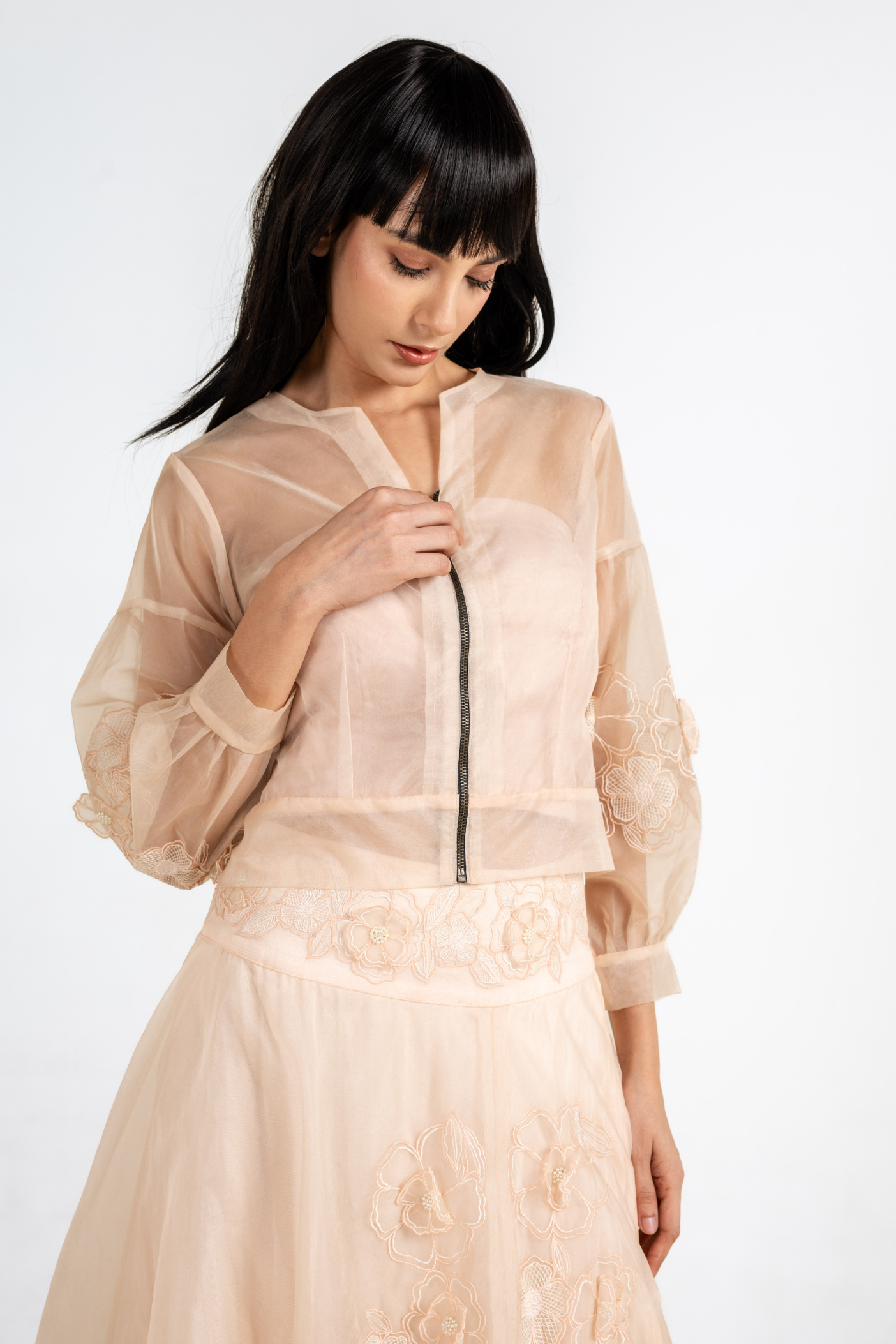 Organza Bloom Bomber & Skirt Set