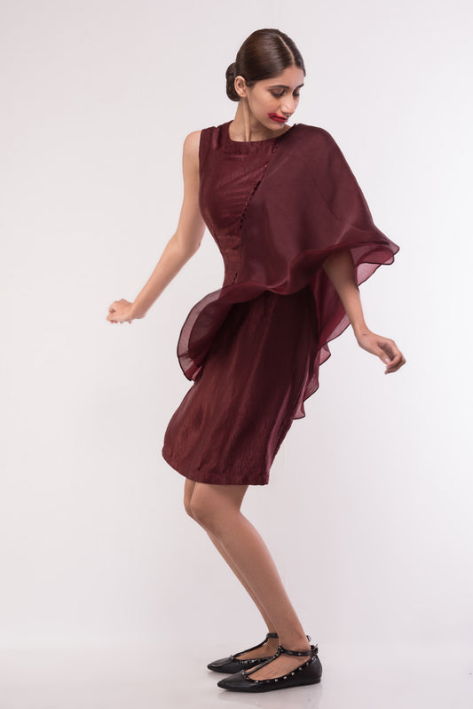 Merlot Drape Cocktail Dress