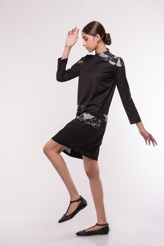 Black Prism Embroidered Shift Dress