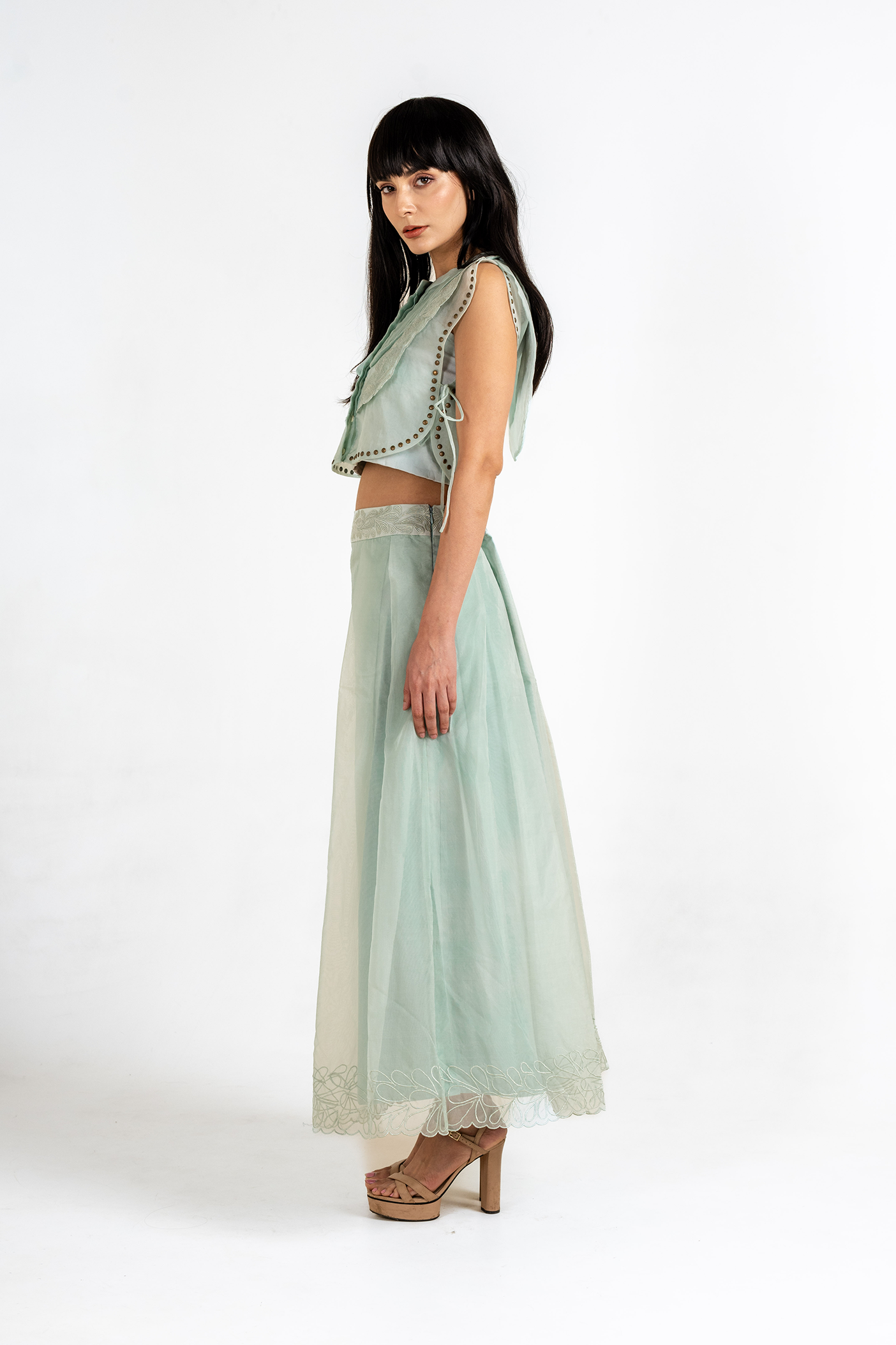 Breezy Bloom Sheer Embroidered Tie-Up Set