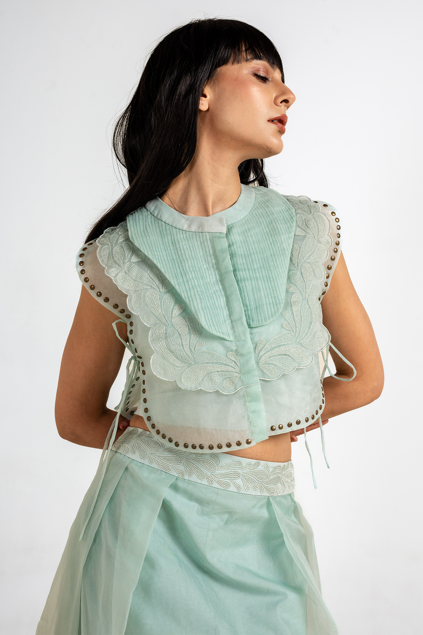 Breezy Bloom Sheer Embroidered Tie-Up Set