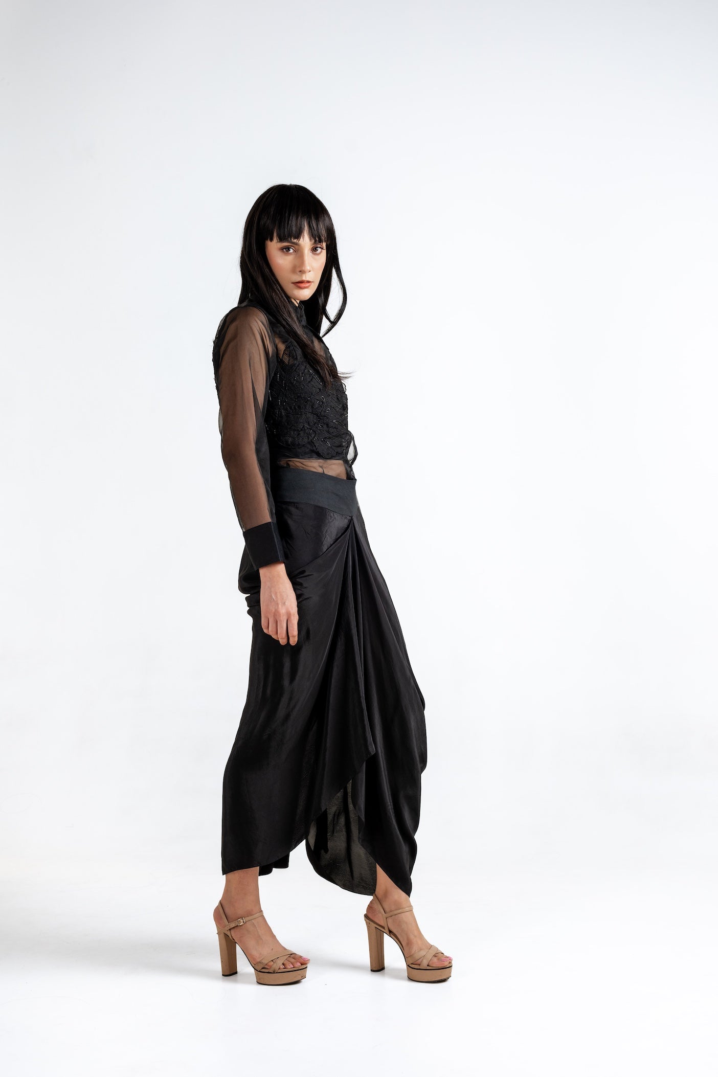 Ethereal Drape Skirt and Sheer Top Co-ord