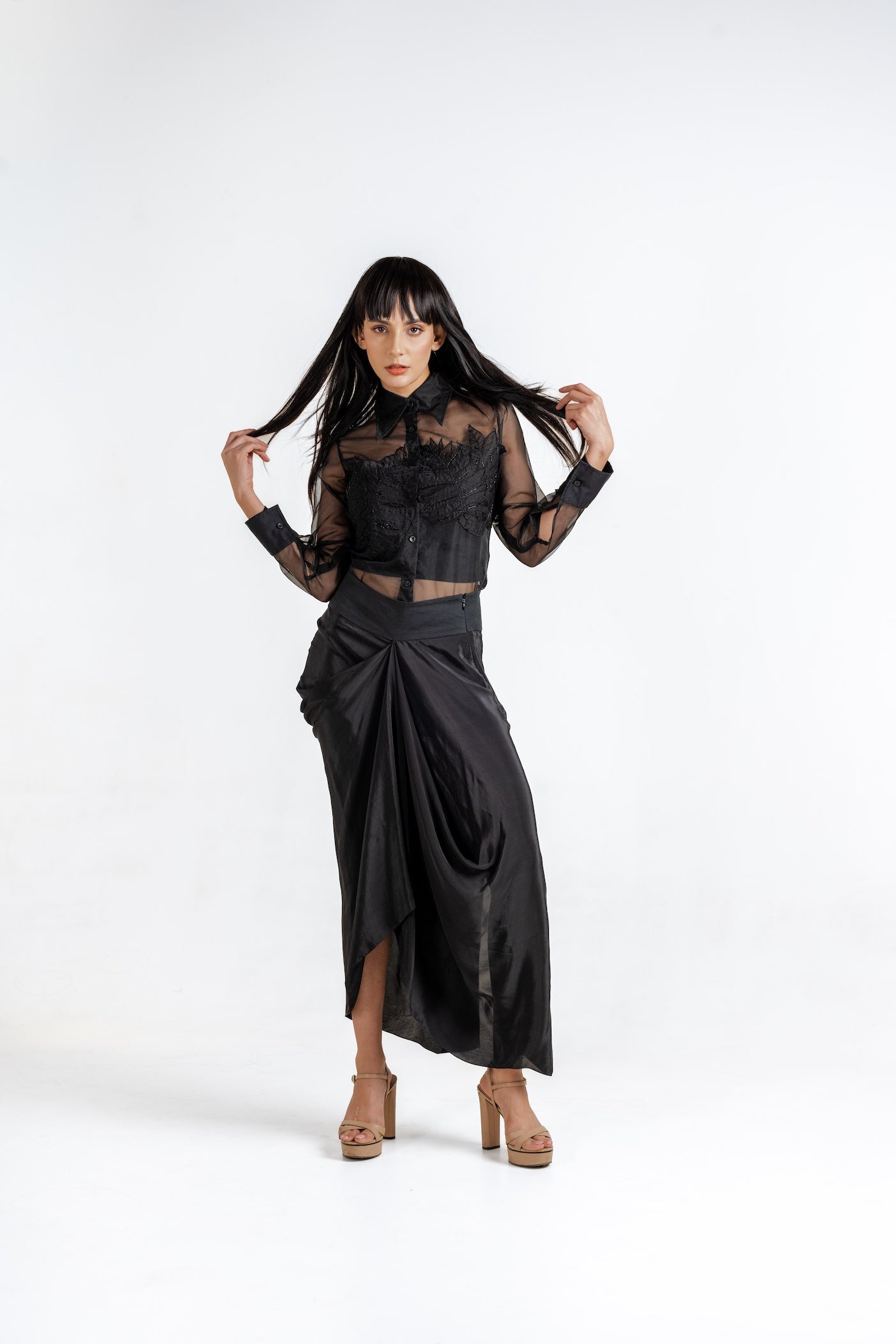 Ethereal Drape Skirt and Sheer Top Co-ord