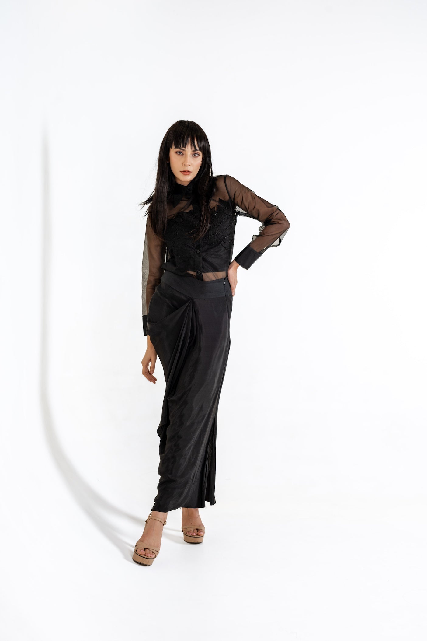 Ethereal Drape Skirt and Sheer Top Co-ord