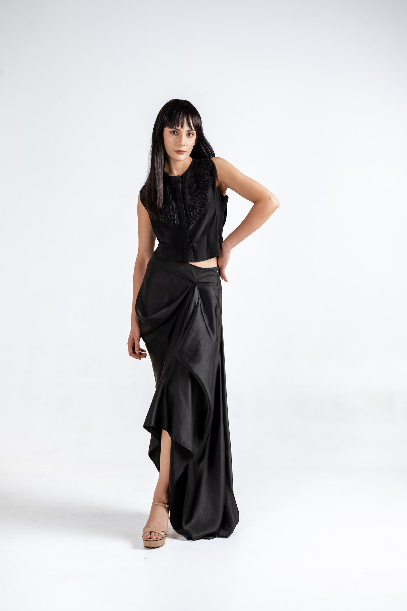 Ethereal Drape Skirt and Sheer Top Co-ord