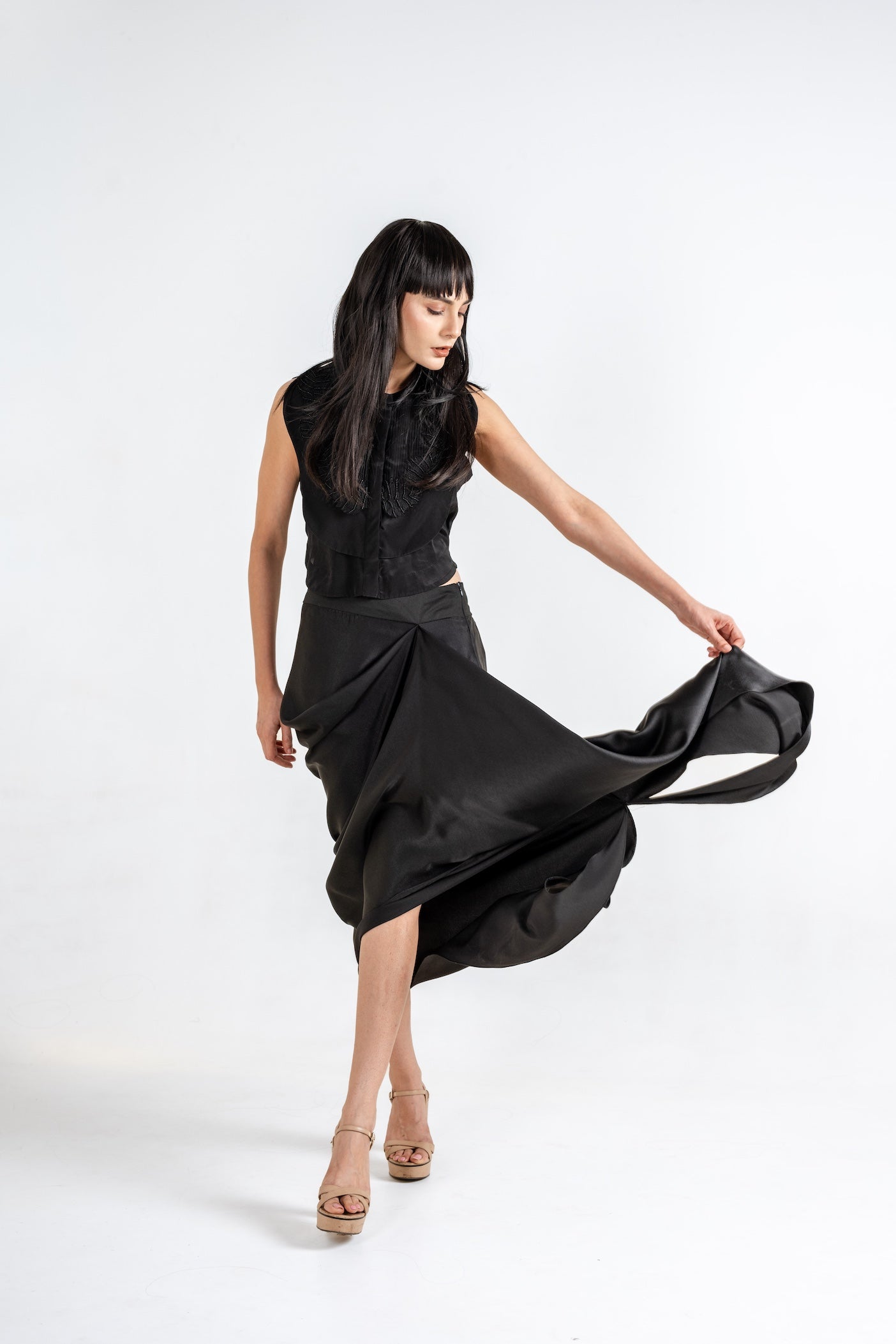 Ethereal Drape Skirt and Sheer Top Co-ord