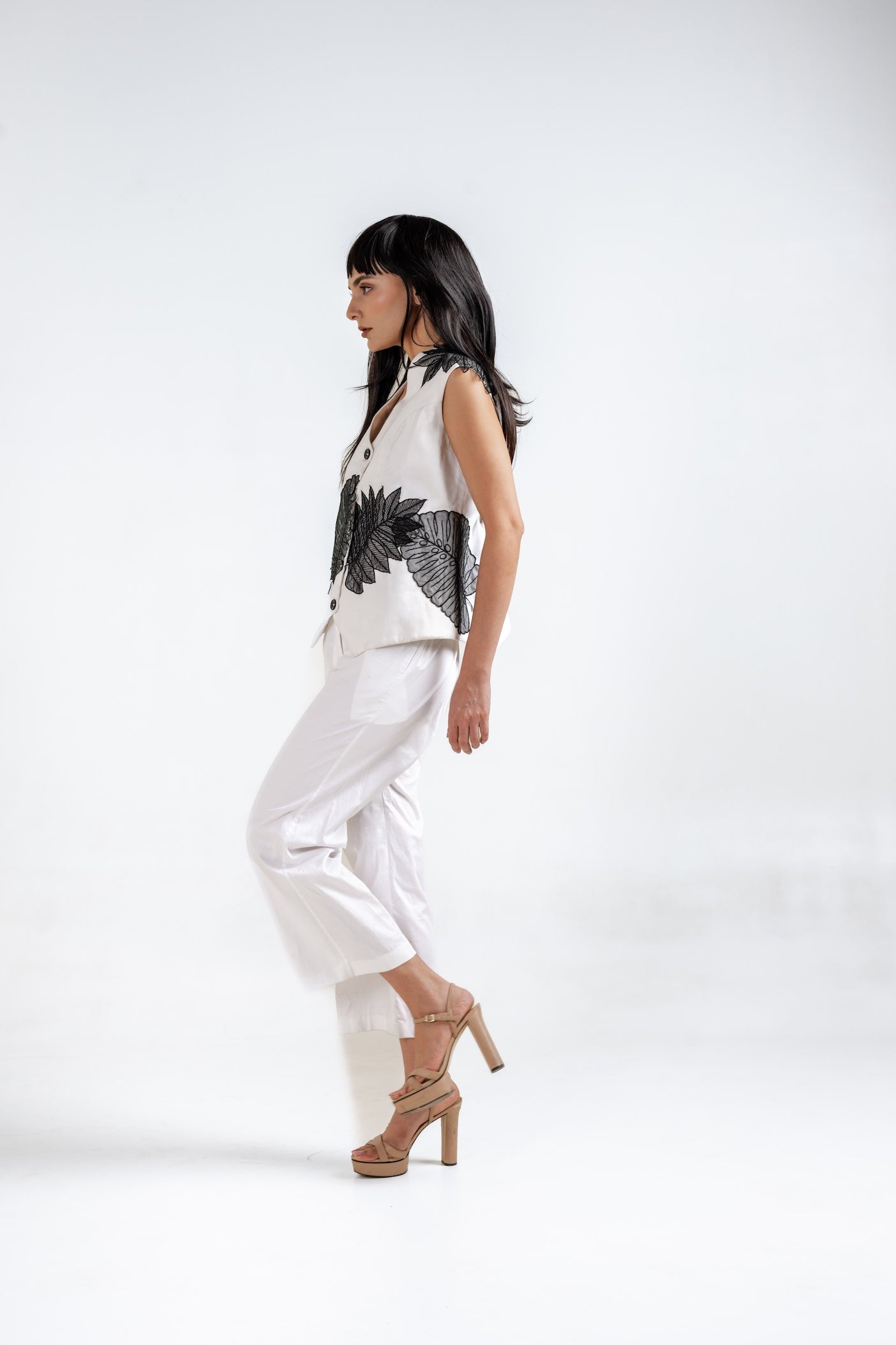 Black Thread, White Canvas Waistcoat Set