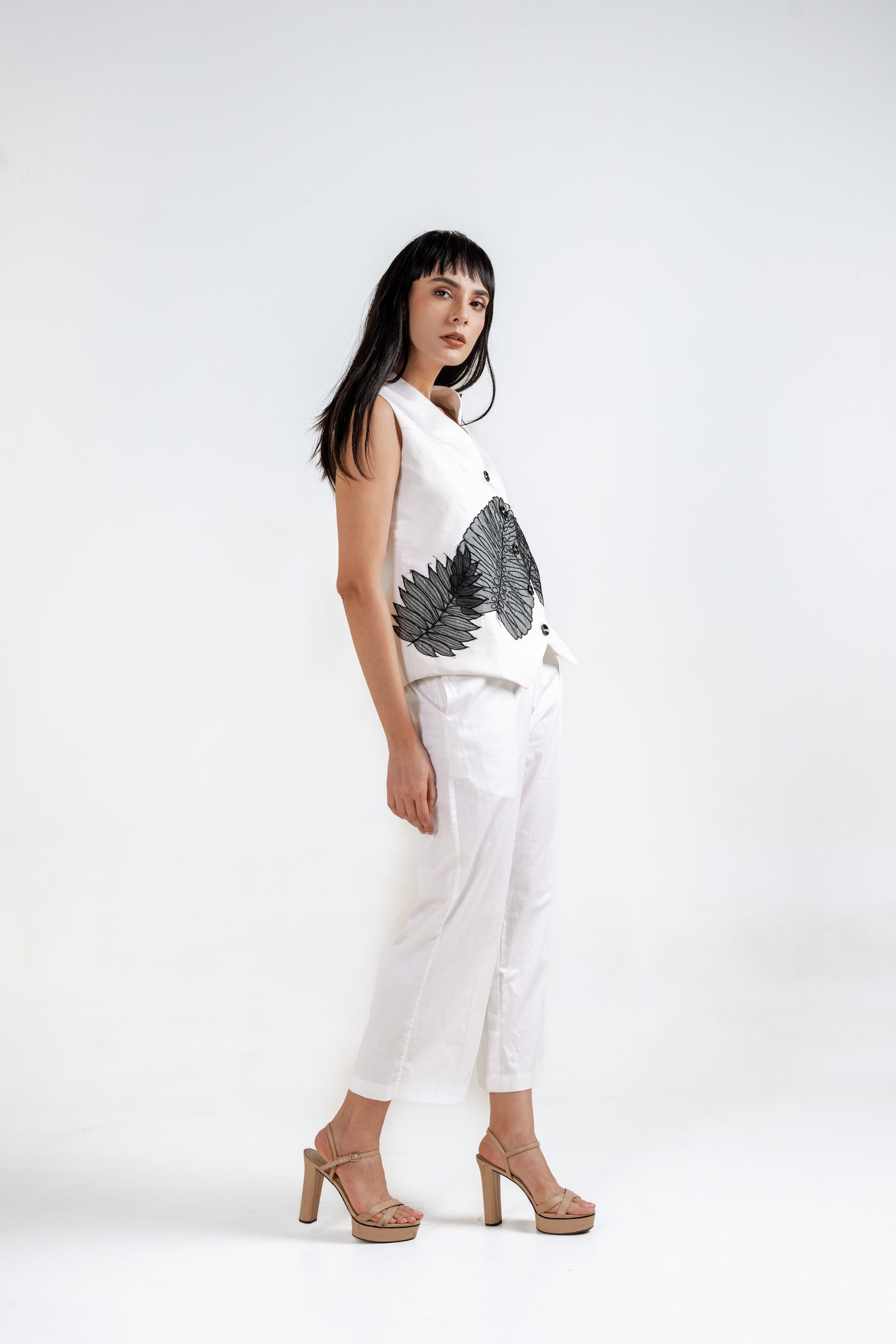 Black Thread, White Canvas Waistcoat Set