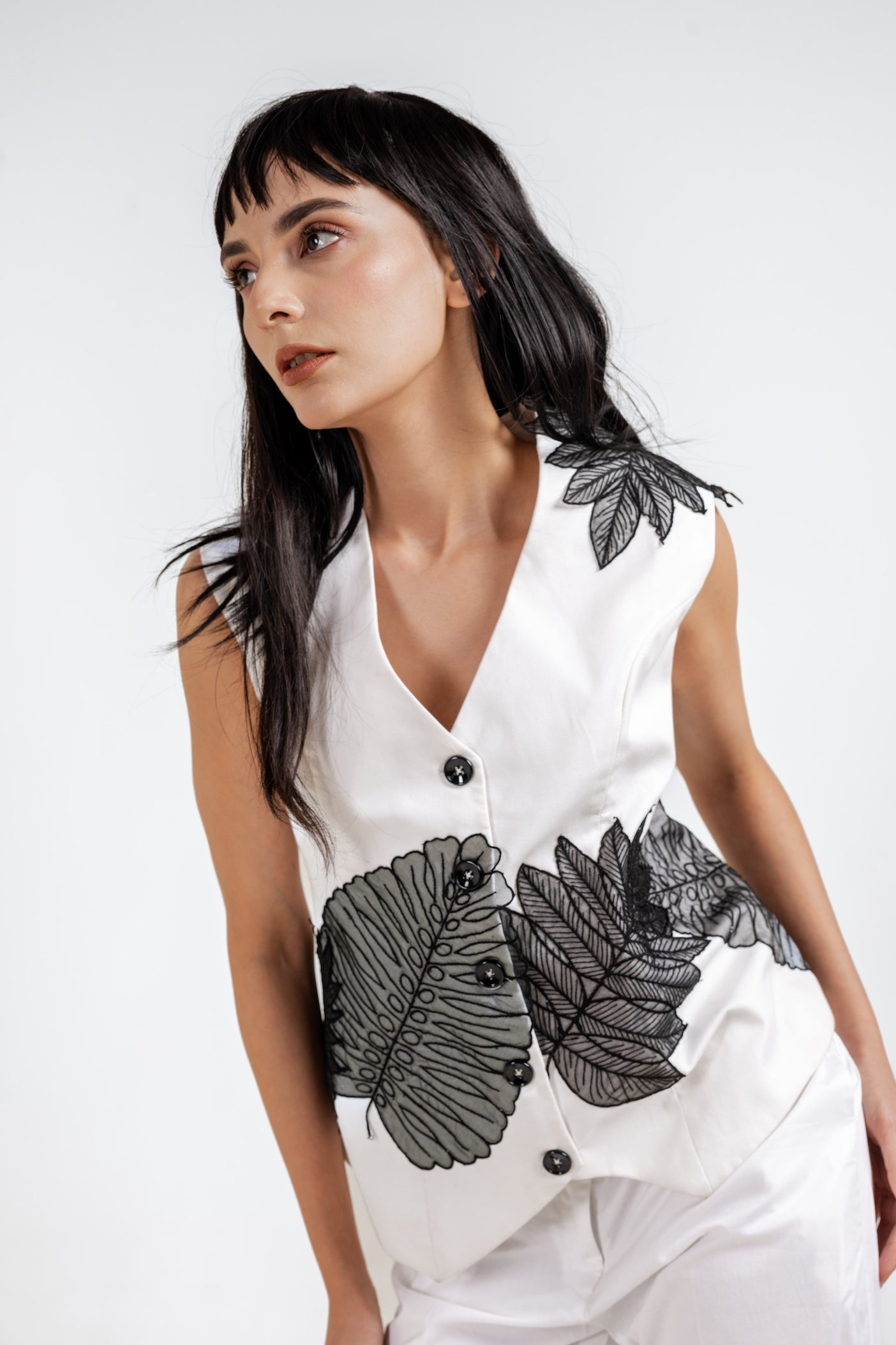 Black Thread, White Canvas Waistcoat Set