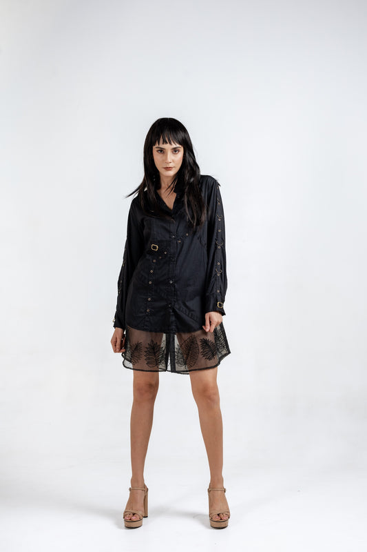 The Bolt Black Shirt Dress