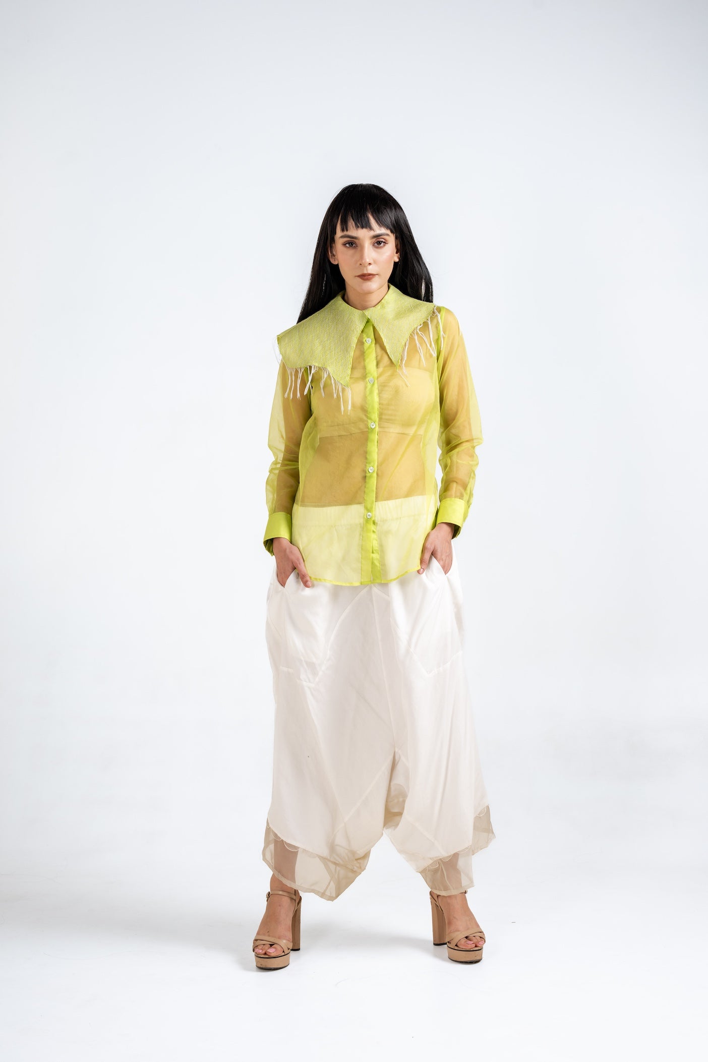 Citrus Sheer Shirt And Fusion Pant Set