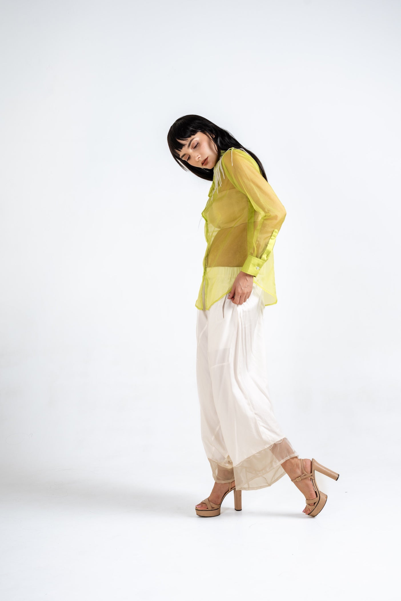 Citrus Sheer Shirt And Fusion Pant Set