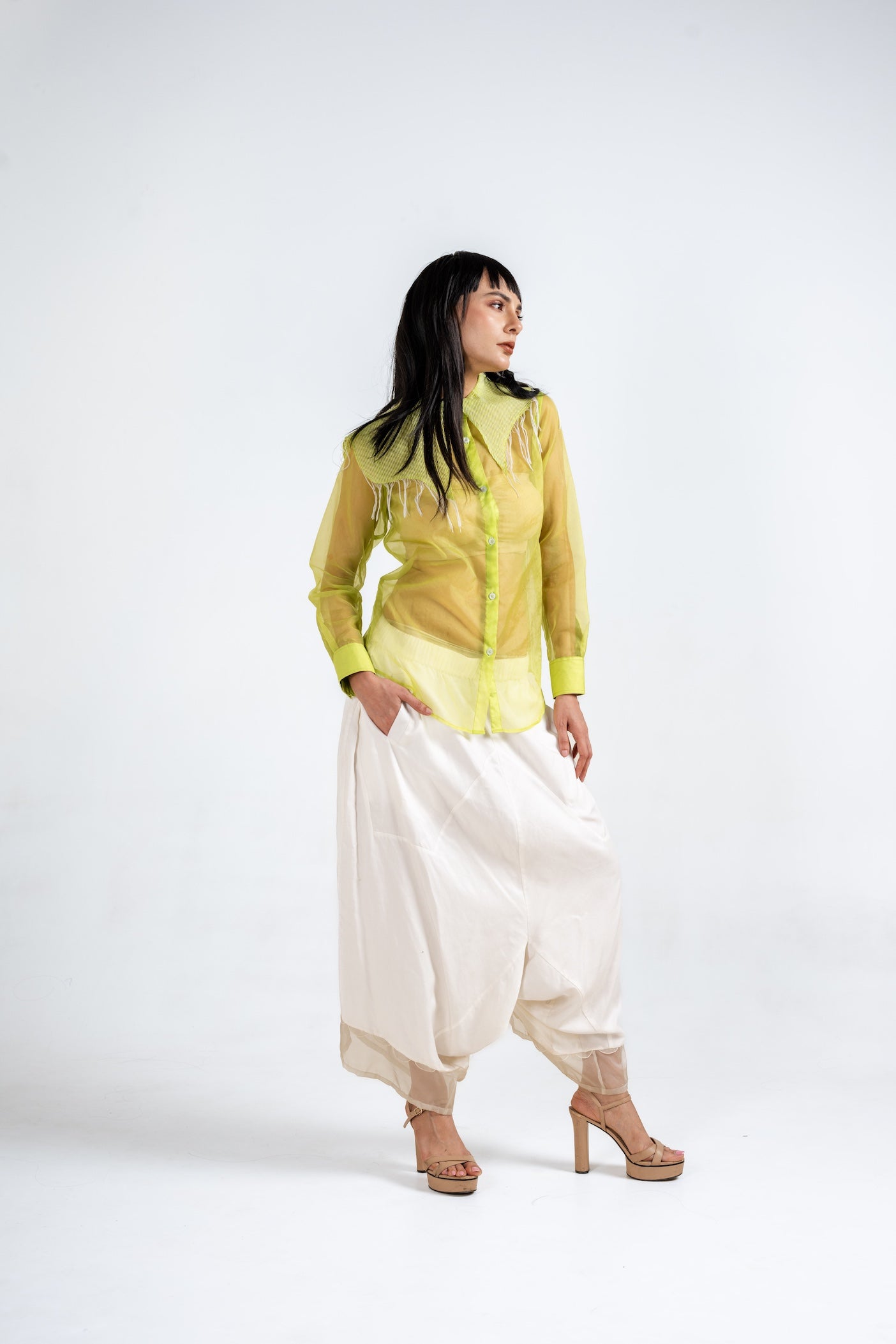 Citrus Sheer Shirt And Fusion Pant Set