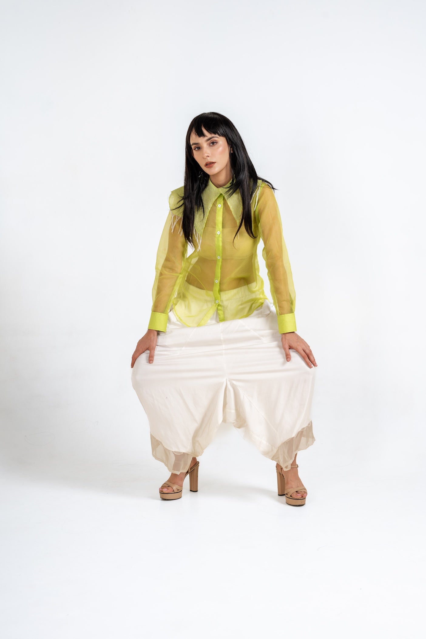 Citrus Sheer Shirt And Fusion Pant Set