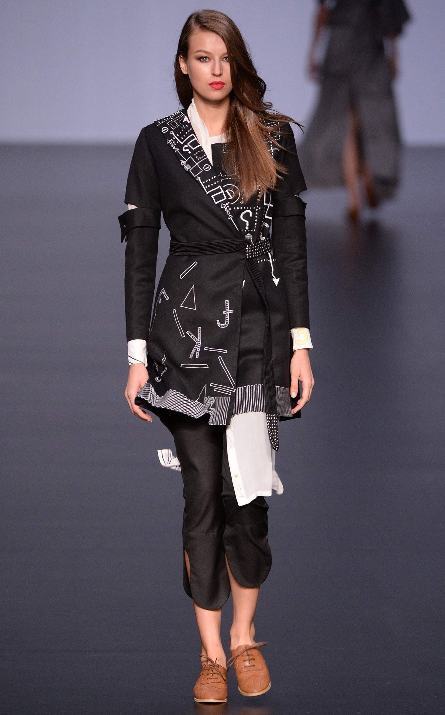 Asymmetrical I’mperfect Print Embroidered Jacket